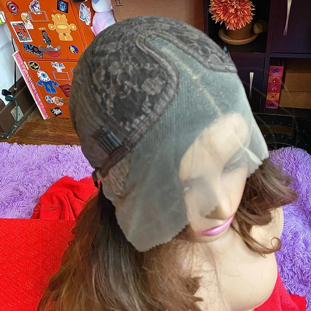 Lace front wig- warm brunette auburn w roots